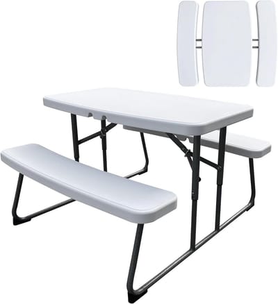 Opvouwbare Picknicktafel - Kampeertafel met Banken - Buiten Eten Gezellig - Weerbestendig HDPE Materiaal