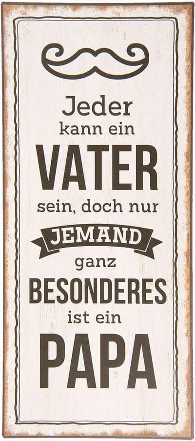 Clayre & Eef Tekstbord 13x30 cm Wit Zwart Metaal