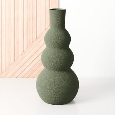 Fleuriek - Grote vaas Groen - H50 cm - Hoge bolvaas voor binnen of als decoratieve bloemenvaas, gekleurde ronde vaas van bio-kunststof - Vaas structuur