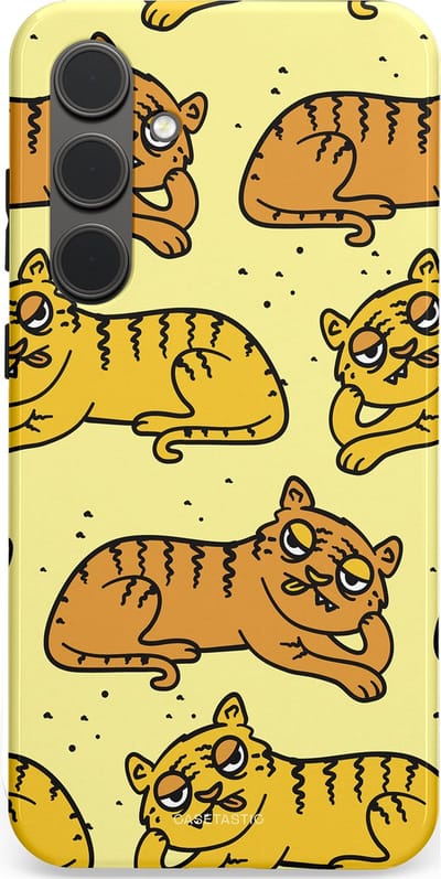 Casetastic hoesje geschikt voor Samsung Galaxy S24 Plus - Dubbellaagse bescherming - Tijger dromen - Fashion Case - Crème Goud Olijfgroen