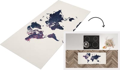 Keukenloper - Loper keuken - Wereldkaart - Sterren - Ruimte - 120x50 cm - Keukenloper vinyl