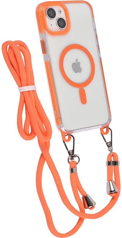 TUNIQ telefoonhoesje voor Apple iPhone 15 Plus - MagSafe backcover met koord - Oranje