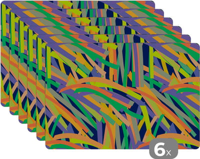 Placemat - Placemats kunststof - Jungle - Patronen - Abstract - 45x30 cm - 6 stuks - Hittebestendig - Anti-Slip - Onderlegger - Afneembaar