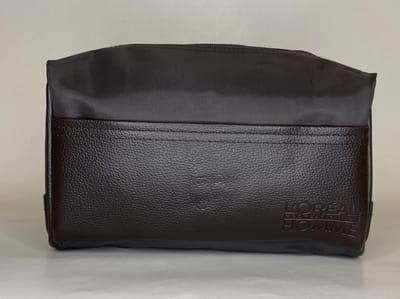 Klein formaat L'oreal professionnel Homme toilettas voor mannen - Handbagage - bruin H15cm x B20cm x D10cm