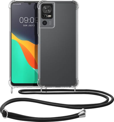 kwmobile telefoonhoesje geschikt voor TCL 40 SE - Hoesje met telefoonkoord - Back cover in transparant / zwart