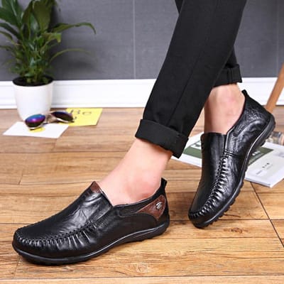 Italiaanse Herenschoenen Casual Luxe Zomer Heren Loafers Echt Leer Mocassins Licht Ademend Instappers Bootschoenen 38 zwart