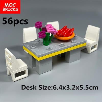 MOC Stenen Bank Huismeubilair Stoel Bureau Stad Bouwstenen Figuren Doe-het-zelf Speelgoed Voor Kinderen Cadeau