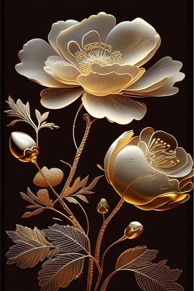 *SALE - Golden Bloom 1, Mint by Michelle decoupage papier A1