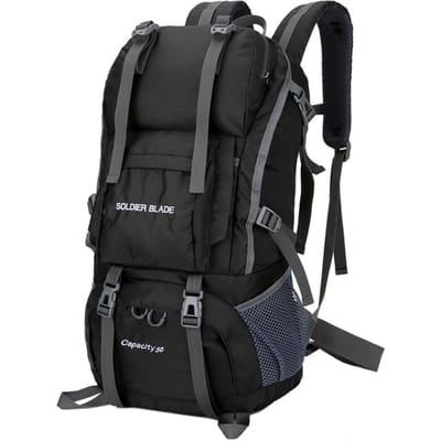 Sac à dos d'alpinisme étanche 50l, sac de course en plein air, sac de vélo, sac d'équitation de grande capacité noir