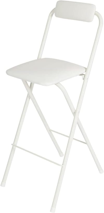 Opvouwbare Barstoel - Hoge Stoel Keuken - Ruimte Besparen - Met Voetensteun Rugleuning - 75 cm Zithoogte - Wit