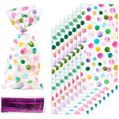 50 stuks regenboog stippen bedrukte snoepzakjes plastic snoepzakjes voor babyshower verjaardag bruiloften feestartikelen 50pcs