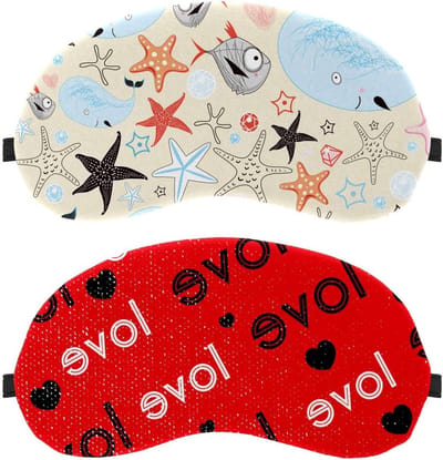 Slaapmasker Oogmasker - Nachtoogbedekking - Rustige Slaap - Geen Druk - 2 Stuks - Rood Print