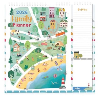 Gezinsplanner 2025 Muurkalender met Memo Pad en Boodschappenlijst - Maandelijks Vijf Kolommen