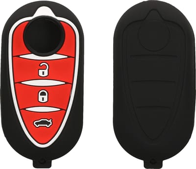 kwmobile autosleutel hoesje geschikt voor Alfa Romeo 3-Knoppen MiTo Giulietta Brera 159 hoes - TPU autosleutel behuizing - Beschermende auto sleutel case - Sleuteletui in zwart / rood