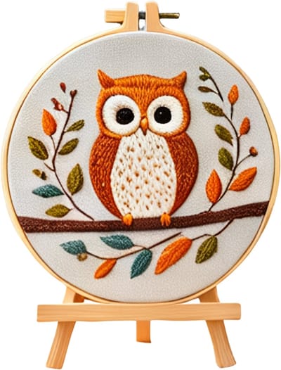 Untamed - PREMIUM Borduurpakket Volwassenen – Borduren – Creatieve hobby – Cadeau idee – Compleet pakket met extra’s – Echte HOUTEN borduurring (geen plastic) – DIY decoratie – Uil – Dieren – Herfst – Warm interieur – Evening Guardian