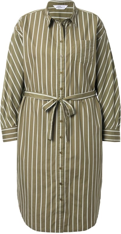 Studio Untold - Dames - Midi overhemdjurk oversized strepen - Donkerolijf - Maat 42+
