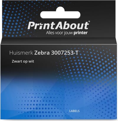 PrintAbout huismerk Etiket 3007253-T Zwart op wit (102 mm x 76 mm) 4 rollen geschikt voor Zebra