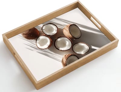 Dienblad hout 50x35 cm - Schootdienblad - Kokosnoten - Bruin - Shaduw - Borrelplank rechthoek - Plateau dienbladen