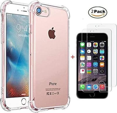 Shock-proof silicone hoesje met 2 Pack Tempered glas Screen Protector Geschikt voor: Apple iPhone iPhone SE 2020 / 7 / 8