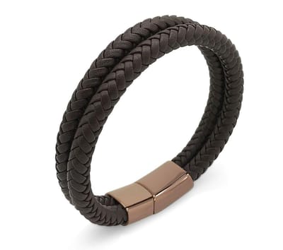 Leren armband 24cm heren dames  bruin met magnetische sluiting Galeara Atos
