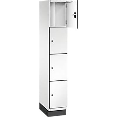C+P Cambio lockerkast, 1 vak, 4 vakken, met plint, B 300 x D 525 x H 1980 mm, verkeerswit/wit