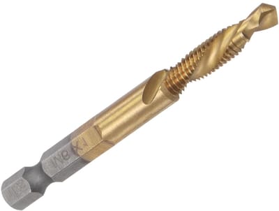 Draadmaat M6 x 1 Hex Shank 1/4 Inch Lang Gereedschap van Hoogwaardig Staal, Titanium Coating voor RVS Toepassingen