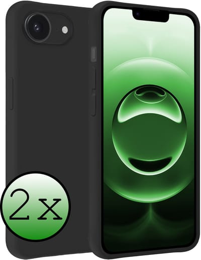 Hoesje 2 Stuks - Geschikt voor Apple iPhone 16e - Sterk & Shockproof - Case Siliconen - Back Cover - Telefoon Hoes - Zwart