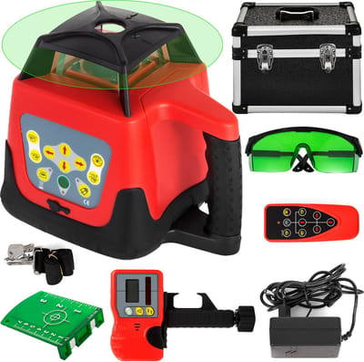 VEVOR Bouw Laser Roterende Laser Kruislijn Laser Rotatielaser/Bouwlaser Volautomatisch Groen Zelfnivellerende Rotatielaser Waterpas 500m