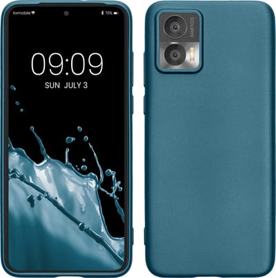 kwmobile telefoonhoesje geschikt voor Motorola Edge 30 Neo - Hoesje voor smartphone - Back cover in Metallic carabisch blauw