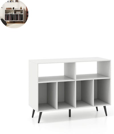 Platenspelermeubel - LP-kast - Platenspelerkast - Draaitafelstandaard - Platenspelerstandaard - Vintage Displayplank - Wit