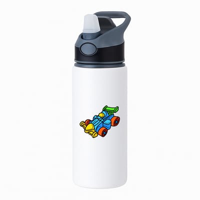 Hacebo® - Racewagen waterfles met rietje zwart - Auto - Autosport liefhebbers - Voertuig - speelgoed auto's - water fles - 650ML