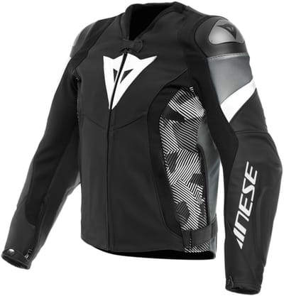 Dainese Avro Leren 5 Jas Zwart Wit Antraciet - Jas