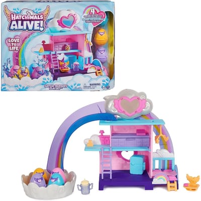 Hatchimals Alive - Hatchi-Nursery-speelset - met 4 minifiguren in eieren die zelf uitkomen en 13 accessoires