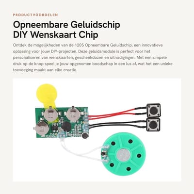 Dailygoods- Geluidschip 120s Opneembaar - Spraakmodule - Knopgeluidsmodule - DIY Wenskaartchip - Creatief voor Uitnodigingen - Eenvoudige Bediening
