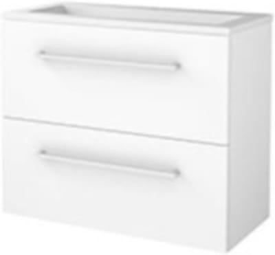 Basic-Line Start 39 Badkamermeubelset - Ondiep - 80 x 39 cm - Met Grepen - 2 Lades - Acryl Wastafel - 1 Kraangat - Ice White