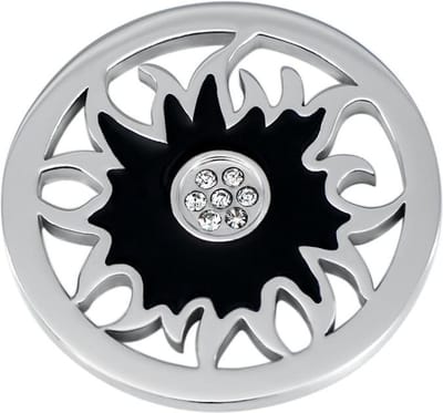 Quiges - Munthouder Munt 33mm met Zirkonia Zon Verzilverd - EPR037