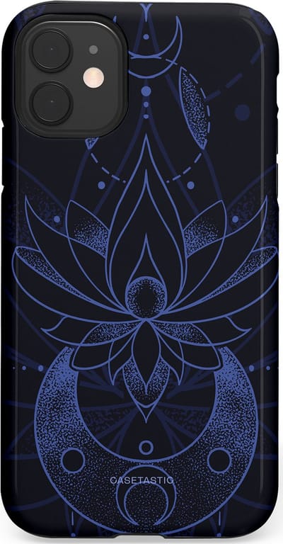 Casetastic Hoesje Geschikt voor Apple iPhone 11 - Stijlvolle Beschermende Duo-layer Case - Lotus Nacht