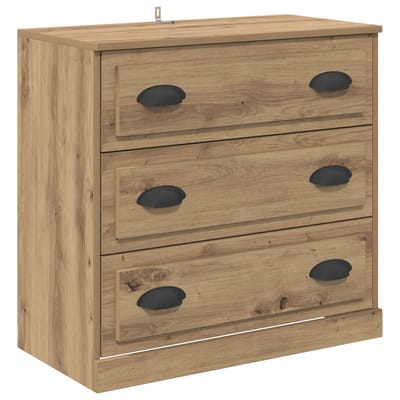 vidaXL - Dressoir - Artisan - Eiken - 70 - x - 35,5 - x - 67,5 - cm - Bewerkt - hout