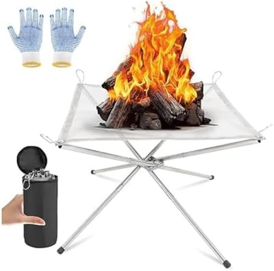 Draagbare Opvouwbare Vuurplaats voor Buiten - Roestvrijstalen BBQ Schaal met Draagtas