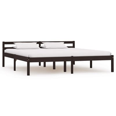 vidaXL - Bedframe - massief - grenenhout - donkerbruin - 160x200 - cm