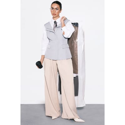 Dames Boohoo Basics Gesneden Wijde Pijpen Broek | Taupe | Maat: 6