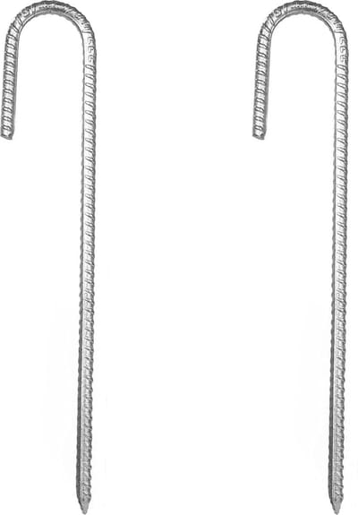 Stormharing Grondpen - 2 Stuks - XL - Ø12mm x 380mm / 40mm - 450 Gram - Gegalvaniseerde Afwerking Stalen Staaf - Tentharing - Gebogen - Grondanker