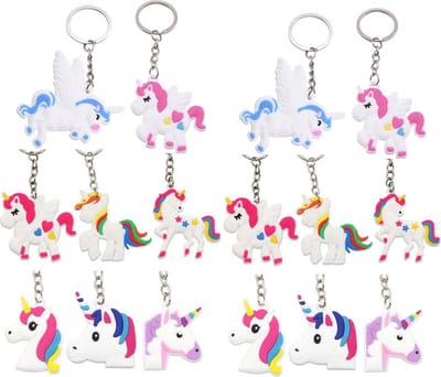 Unicorn - Fidget toys - Uitdeelzakjes - Traktatie Uitdeelcadeautjes - 8 x Unicorn Sleutelhanger- Eenhoorn hanger - Verjaardag - Grabbelton cadeautjes - Klein speelgoed
