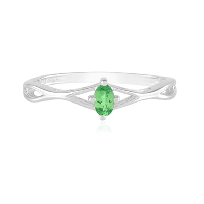 Cavill - Verstelbare Zilveren Ring - 925 Sterling Zilver Gerhodineerd - Lemshuku Tsavoriet 0,255 Ct Ovaal - Unieke Groene Edelsteen Ring
