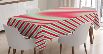 ABAKUHAUS zuurstoktafelkleed, bicolor strepen, eenvoudig onderhoud met geavanceerde druktechnologie, wasbaar en gepersonaliseerd, 140 x 240 cm, varengroen wit-rood