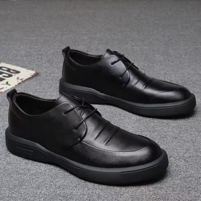 Nieuwe heren leer schoenen met interne hoogteverhoging, onzichtbare high-end herenschoenen, Britse trendy lage heren leren schoenen, Koreaanse versie 44 gray
