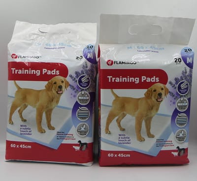 2 pakken flaming ppads lavendelgeur 60 x 45cm medium 20 st , 5 lagen, quick dry, antilekbodem, goed absorberend.