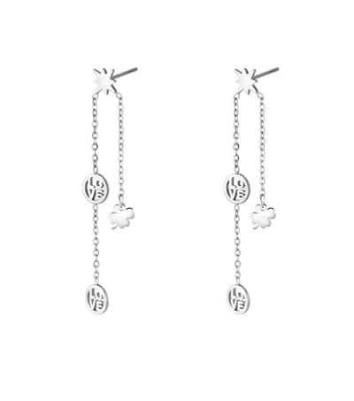 Yehwang - oorbellen - zilver - stainless steel - Love klavertje- Moederdag cadeautje - cadeau voor haar - mama