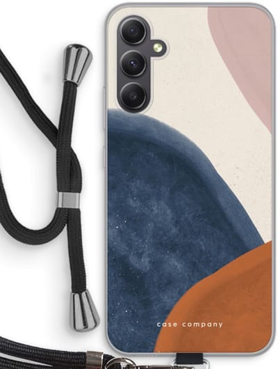 Case Company® - Hoesje met koord geschikt voor Samsung Galaxy A34 hoesje met Koord - Geo #1 - Telefoonhoesje met Zwart Koord - Bescherming aan alle Kanten en Over de Schermrand
