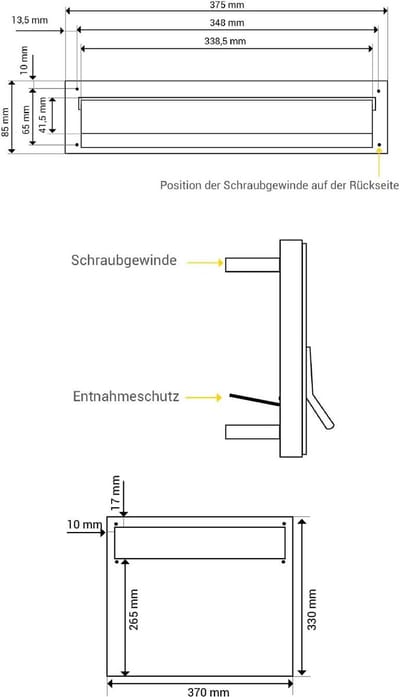Brievenbus doorvoer - Hek brievenbus - Post ontvangen - Verstelbare diepte - 375x33 cm - Roestvrij staal